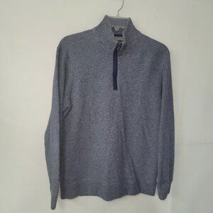 Johnston & Murphy Mens Pullover Sweater Blue 1/4 Zip Knit Cotton Blend Size L